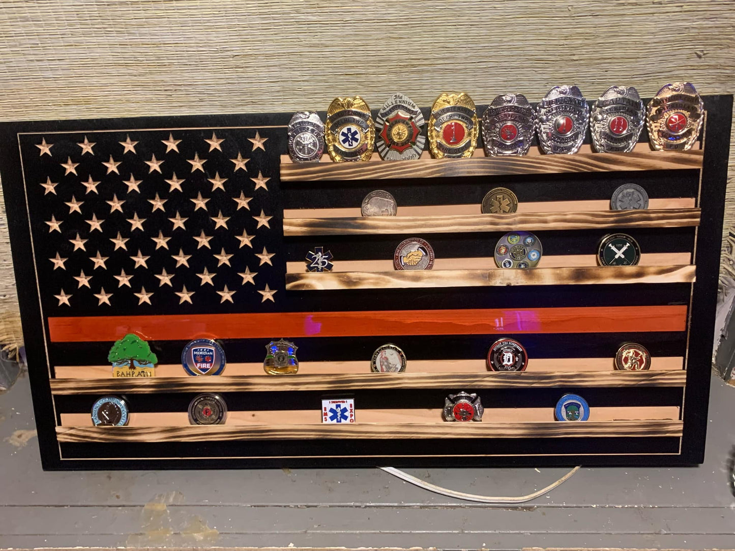 Wood Flag challenge coin holder