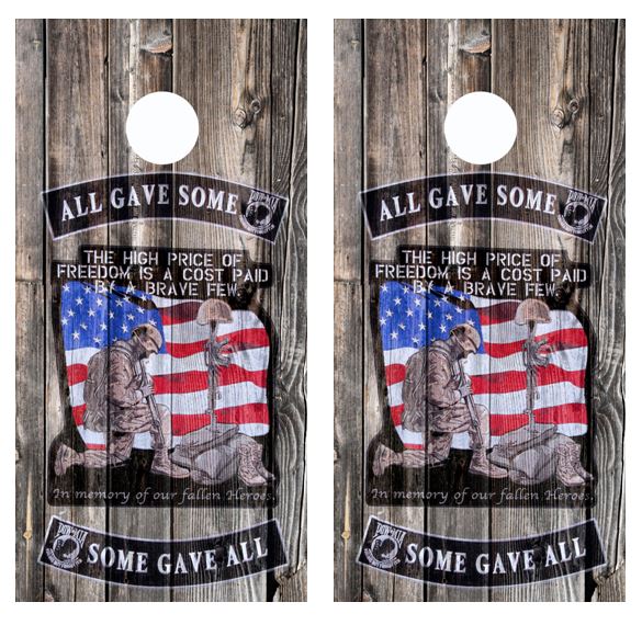All Gave Some, Some Gave All Barnwood Cornhole Wood Board Skin Wrap