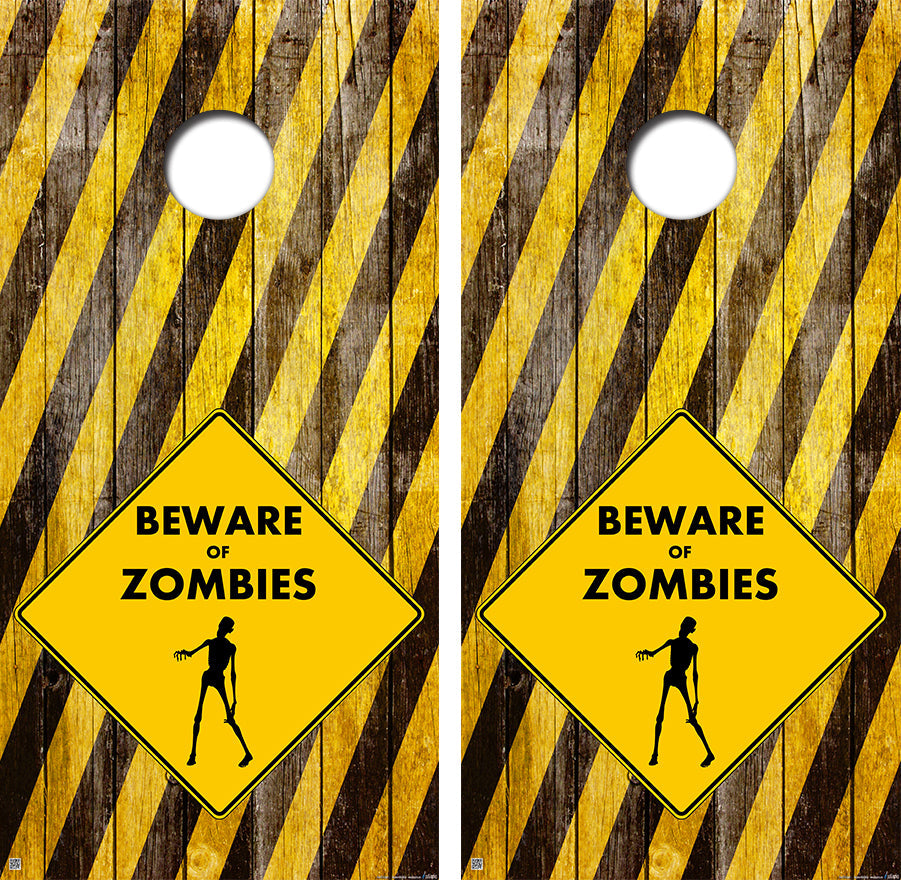Zombies Crossing Cornhole Board Skin Wraps FREE LAMINATE