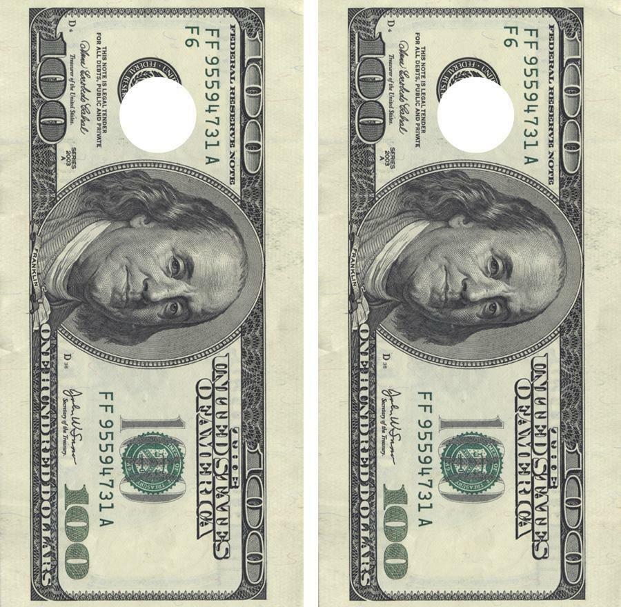 $100 Bill Cornhole Wood Board Skin Wrap