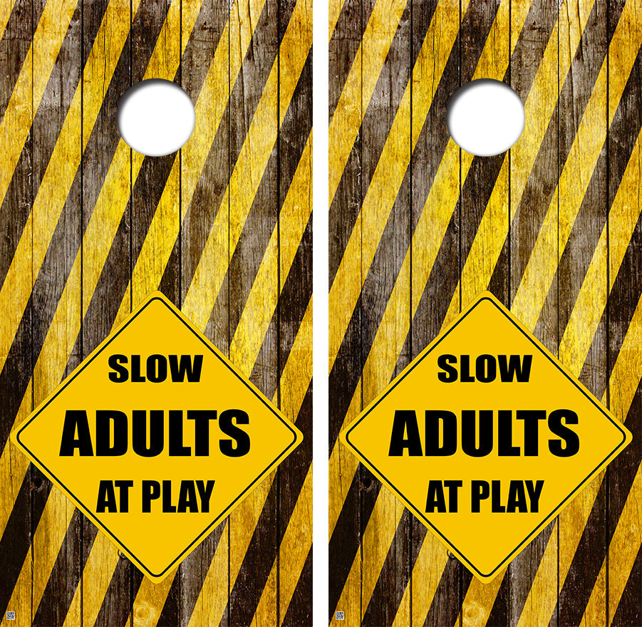 Adults Crossing Cornhole Board Skin Wraps FREE LAMINATE