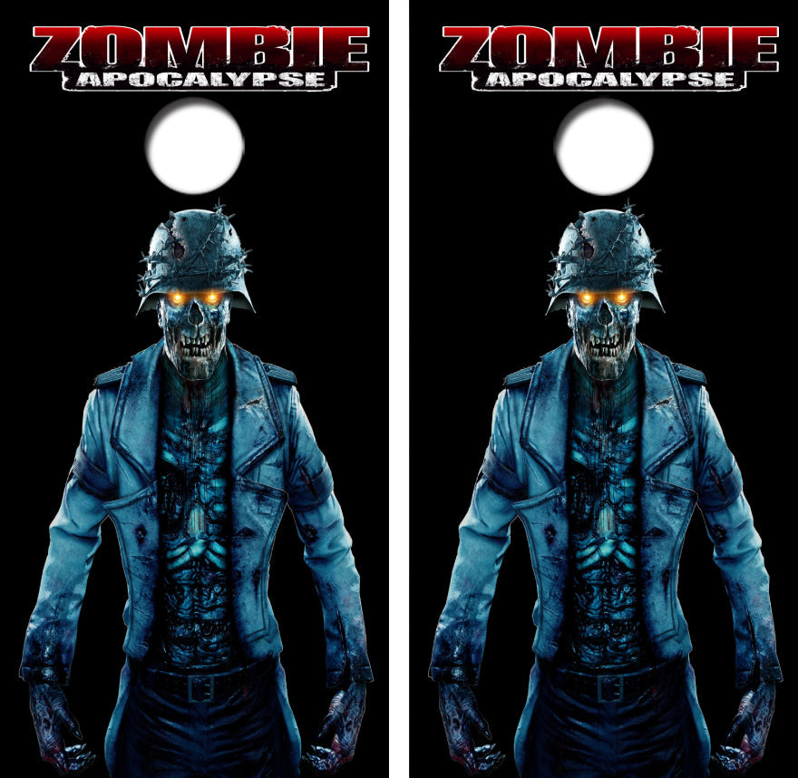 Zombie Apocalypse Soldier Cornhole Wrap Decal with Free Laminate Included