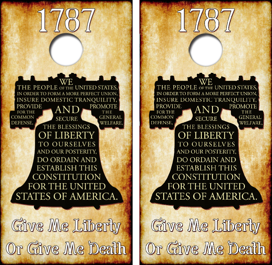 U.S. Constitution Bell Cornhole Wrap Decal with Free Laminate Included