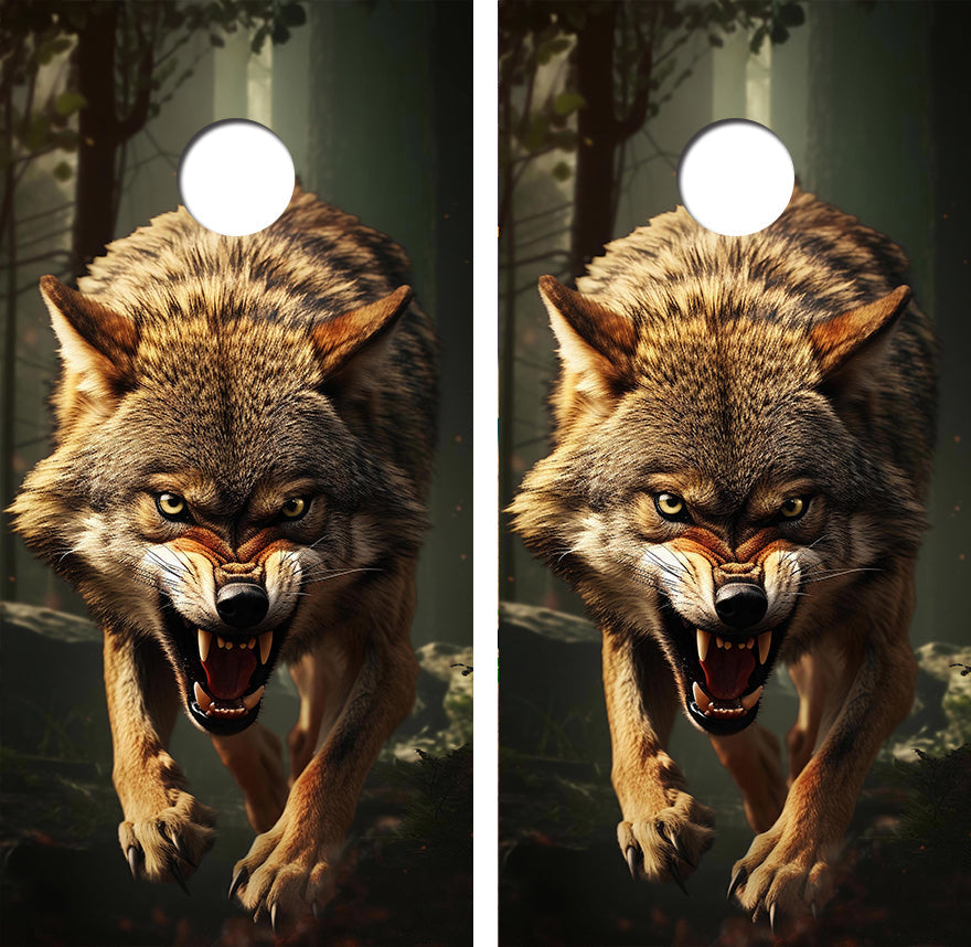 Wild Coyotte Cornhole Wood Board Skin Wrap