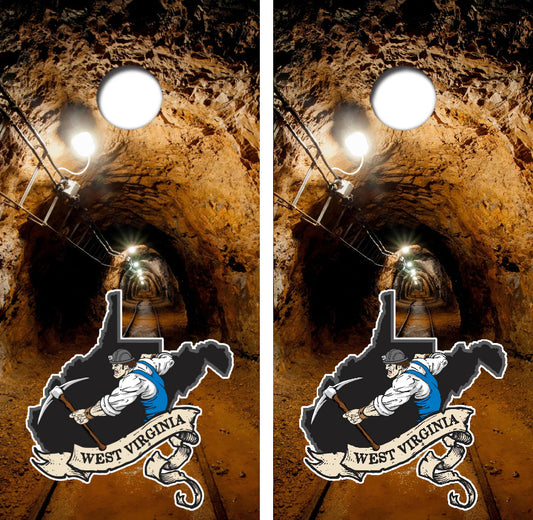 West Virginia Coal Miner Cornhole Wrap Decal with Free Laminate Included