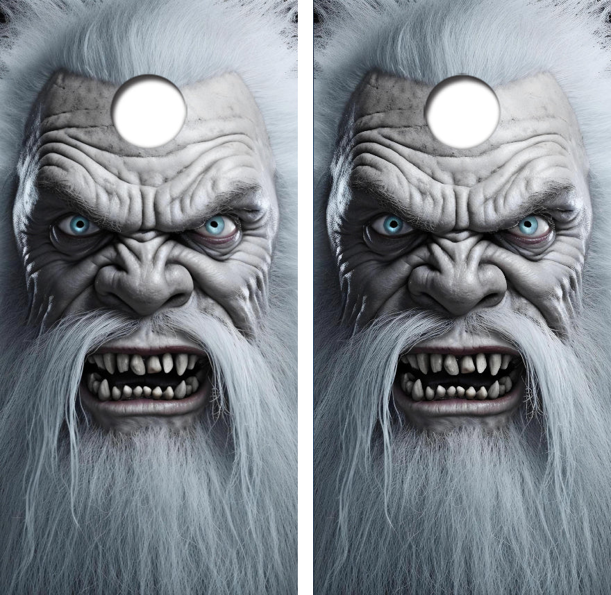 Abominable Snowman Cornhole Board Skin Wraps FREE LAMINATE