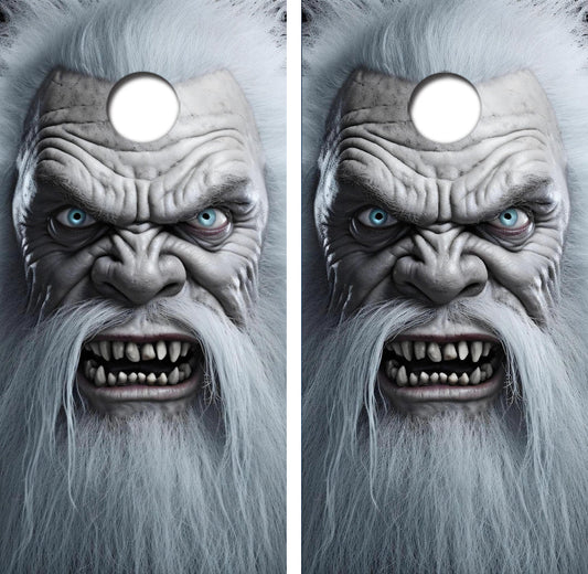 Abominable Snowman Cornhole Board Skin Wraps FREE LAMINATE