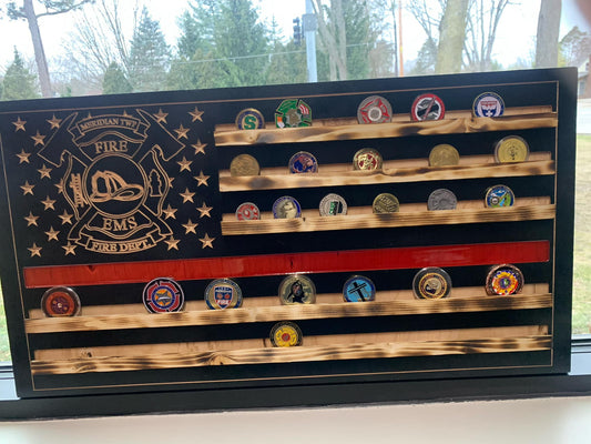 Wood Flag challenge coin holder