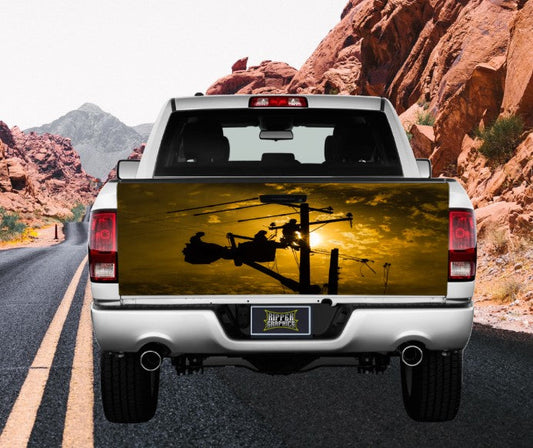 Electrical Linemen Tailgate Wrap Vinyl Graphic Decal Sticker