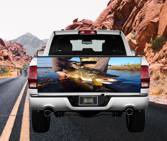 Northern Pike Fishing Tailgate Wrap Vinyl Graphic Decal Sticker