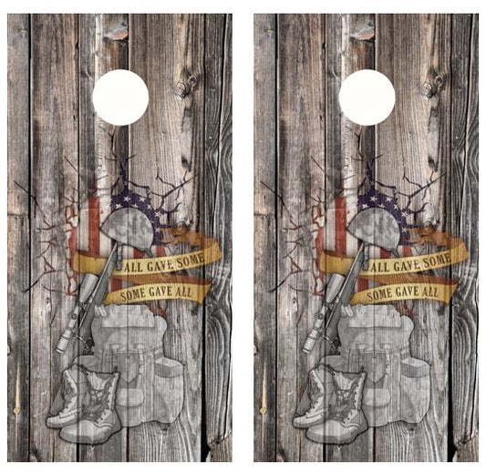 All Gave Some, Some Gave All Barnwood Cornhole Wood Board Skin Wrap