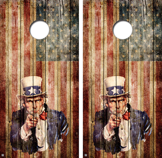 Uncle Sam Cornhole Board Skin Wraps FREE LAMINATE