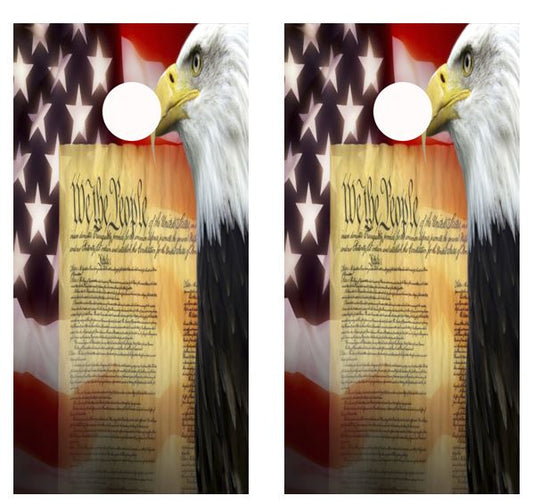 We The People Eagle, Flag Cornhole Wood Board Skin Wrap