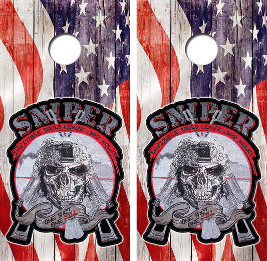 United States Sniper Cornhole Wood Board Skin Wraps FREE LAMINATE