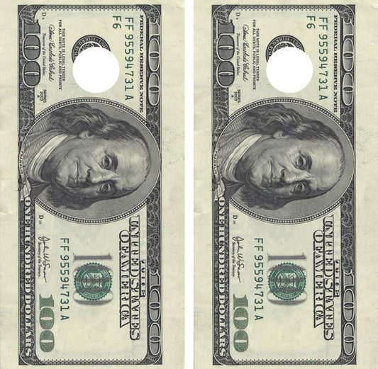 $100 Bill Cornhole Wood Board Skin Wrap