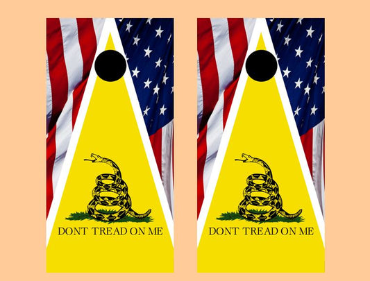 American Flag Don't Tread On Me Cornhole Wood Board Skin Wrap