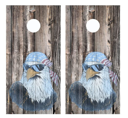 American Flag Bandana Eagle Barnwood Cornhole Wood Board Skin Wrap