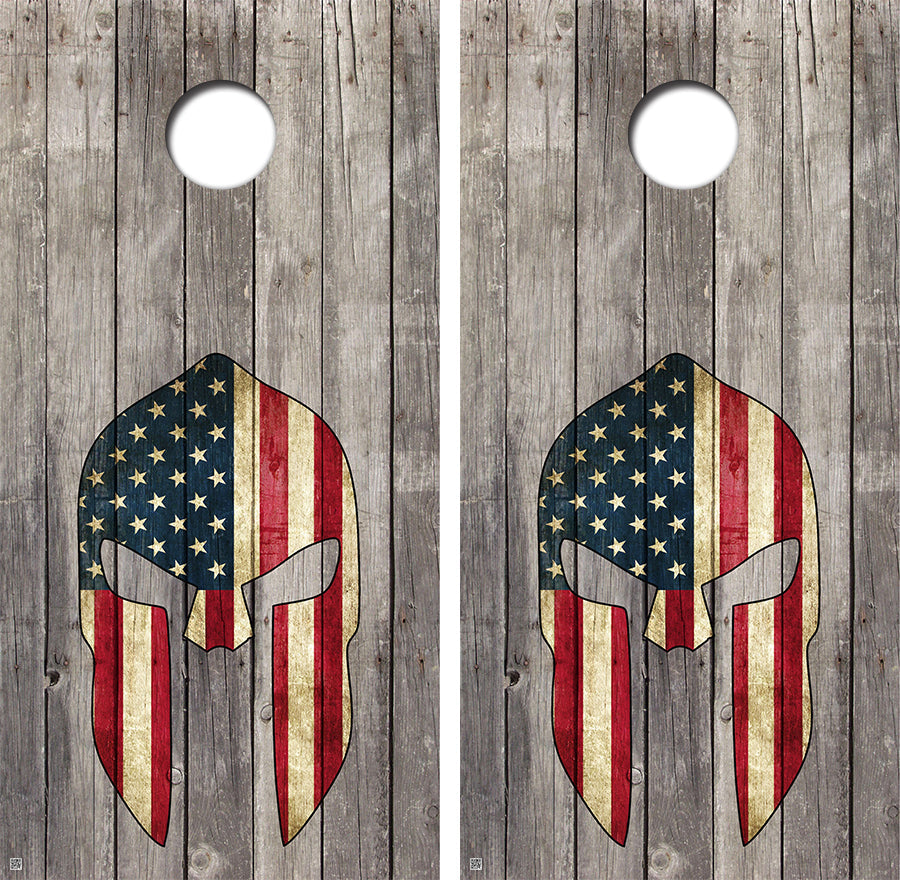 Spartan American Flag Cornhole Wrap FREE LAMINATE