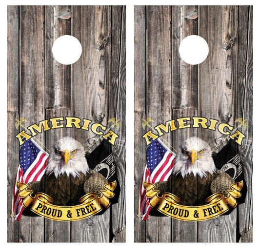 American Proud And Free Cornhole Wood Board Skin Wrap