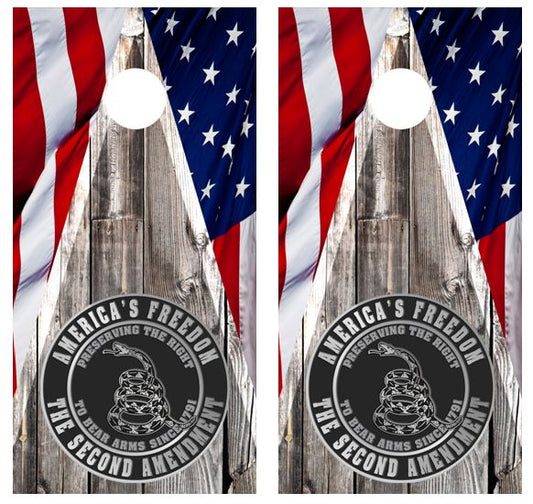 America's Freedom Barnwood Cornhole Wood Board Skin Wrap
