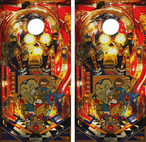 Vintage Pinball Game Cornhole Wood Board Skin Wrap