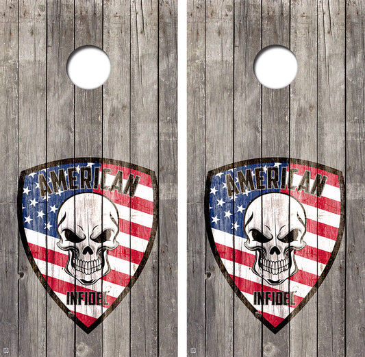 American Infidel Cornhole Board Skin Wraps FREE LAMINATE