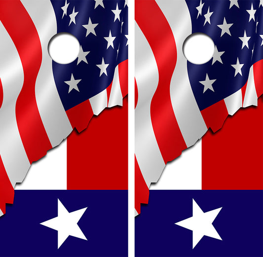 American Flag/Texas Flag Cornhole Wood Board Skin Wraps FREE LAMINATE