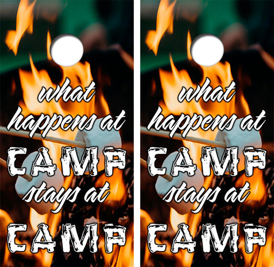 What Happens At The Camp Stays At The Camp Cornhole Wood Board Skin Wrap