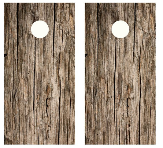 Weathered Wood Cornhole Wood Board Skin Wrap