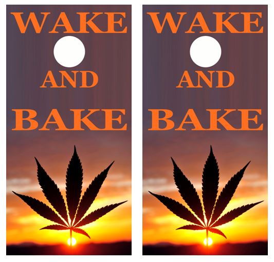 Wake And Bake Cornhole Wood Board Skin Wrap