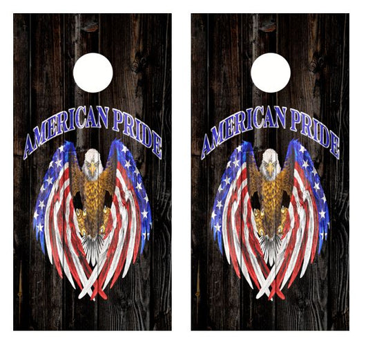American Pride Eagle Barnwood Cornhole Wood Board Skin Wrap