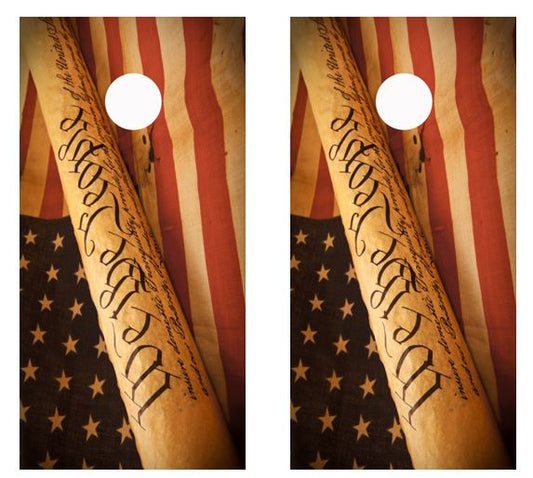 We The People Flag Cornhole Wood Board Skin Wrap