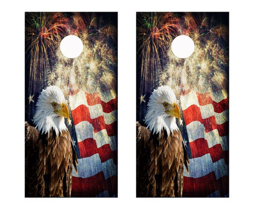 4th Of July Themed Cornhole Wood Board Skin Wrap