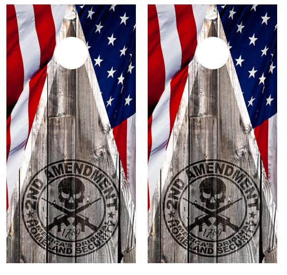 2nd Amendment Barnwood Cornhole Wood Board Skin Wrap