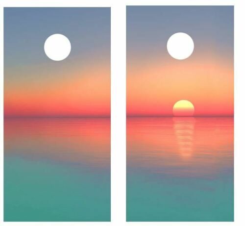 Tropical Sunset Cornhole Wood Board Skin Wrap