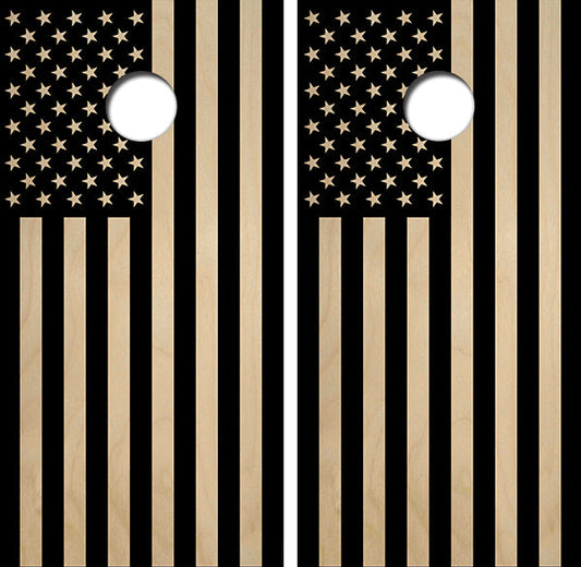 American Flag Baltic Birch Wood Design Cornhole Wood Board Skin Wraps