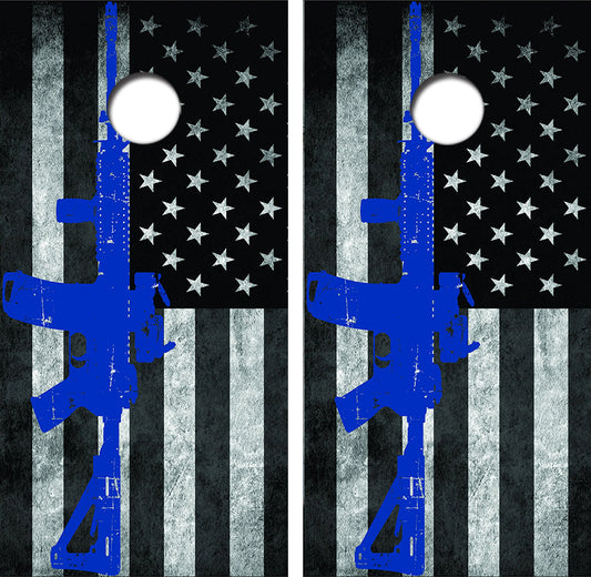 American Flag Gun Cornhole Wrap Decal with Free Laminate Included
