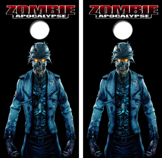 Zombie Apocalypse Soldier Cornhole Wrap Decal with Free Laminate Included