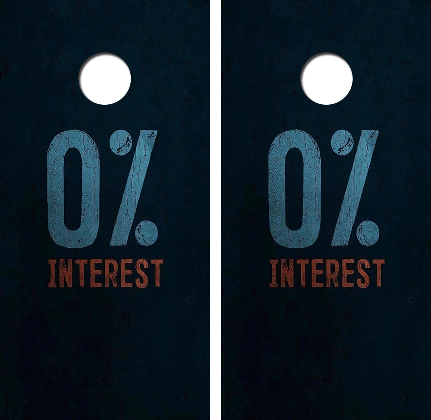 0% Interest Cornhole Wood Board Skin Wrap