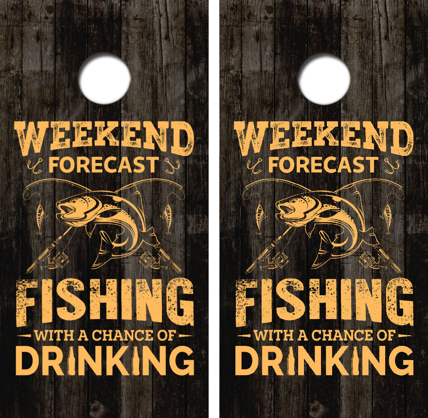 Weekend Forecast Fishing Cornhole Wrap Decal with Free Laminate Included