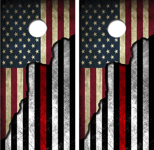 American / Red Lives Flag Cornhole Wrap Decal with Free Laminate Included