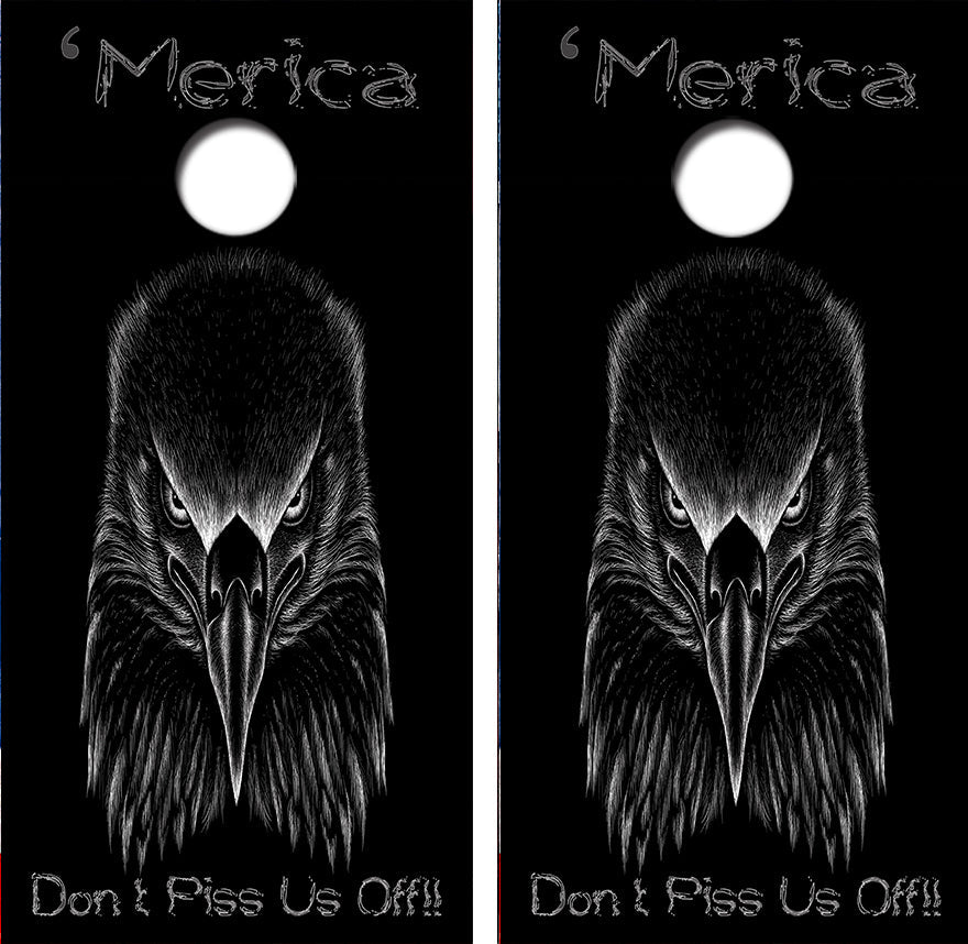 'Merica Bald Eagle Cornhole Wrap Decal with Free Laminate Included
