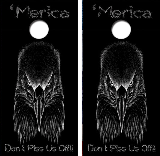 'Merica Bald Eagle Cornhole Wrap Decal with Free Laminate Included