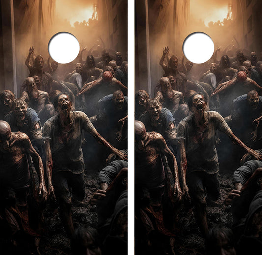 Wall of Zombies Cornhole Wood Board Skin Wrap
