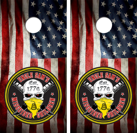Uncle Sams Misguided Children Cornhole Board Skin Wraps FREE LAMINATE