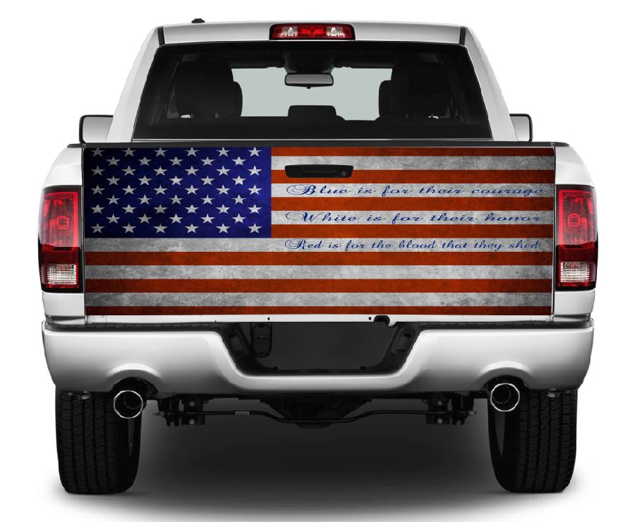 Blue Is For Their Courage Tailgate Wrap Vinyl Graphic Decal Sticker