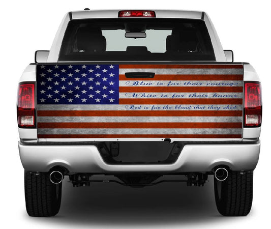 Blue Is For Their Courage Tailgate Wrap Vinyl Graphic Decal Sticker