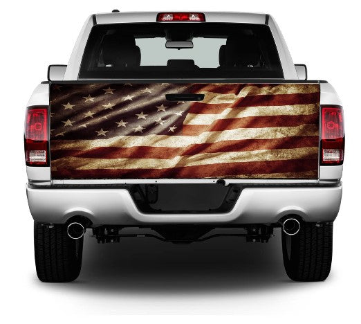 Wavy worn American Flag Wrap Vinyl Graphic Decal Sticker