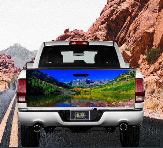 Mountain Reflection Lake Tailgate Wrap Vinyl Graphic Decal Sticker