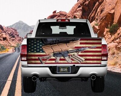 American Flag 2nd Amendment Themed Tailgate Wrap Vinyl Graphic Decal Sticker